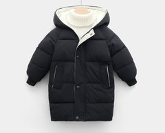Дитяча куртка-пальто з капюшоном на 3-8 років, чорна, 90, Хлопчик / Дівчинка, 50, 37, 36, 92 см, Поліестер, Нейлон, Замір рукава - від ворота