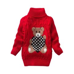 Акриловий светр Ведмідь із серцем, червоний