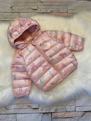 Демісезонна дитяча куртка на дівчинку, куртка з вушками на капюшоні, на 1-5 років, рожева, 90, Дівчинка, 38, 31, 25, 31, 92 см, Поліестер, Нейлон