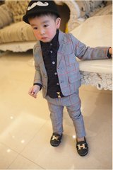 Классический костюм для мальчика на 86 см-116 см (пиджак + брюки) серый в клетку, 100, Мальчик, 40, 31, 36, 55, 36, 98 см, Хлопок 95%, Хлопок 95%