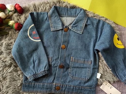 Голубая джинсовая куртка для мальчика, 0948, 80, Мальчик, 34, 32, 33, 86 см, Джинс, Без подкладки