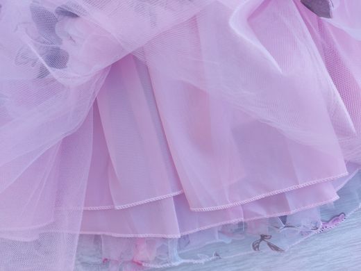Платье в цветочки и бабочки с повязкой, 0241, 100, Девочка, 60, 30, 98 см, Атлас, фатин, Хлопок