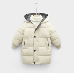 Дитяча куртка-пальто з капюшоном на 3-8 років, молочна, 100, Хлопчик / Дівчинка, 54, 37, 40, 98 см, Поліестер, Нейлон, Замір рукава - від ворота