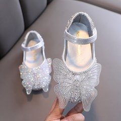 Блискучі туфлі з метеликом для дівчинки, 2009, 21, Бусинки, Эко-кожа, Дівчинка, 13.5, Стопа має бути менша за устілку на -1 см!