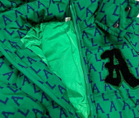 Дута куртка з капюшоном зелена, 0014, 140, Хлопчик / Дівчинка, 55, 52, 58, 140 см, Поліестер, Нейлон, Замір рукава - від ворота