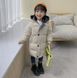 Детская куртка-пальто с капюшоном на 3-8 лет, молочная, 110, Мальчик / Девочка, 59, 41, 43, 104 см, Полиэстер, Нейлон, Замер рукава - от ворота
