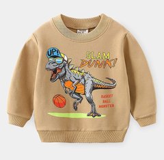 Дитячий світшот на хлопчика Динозавр баскетболист, 90, Хлопчик, 32, 25, 30, 86 см, Бавовна 95%, Трикотаж, Без підкладки