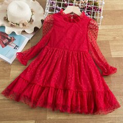Червона сукня з фатину на дівчинку 3-7 років, 100, Дівчинка, 58, 28, 35, 98 см, Фатин, Бавовна