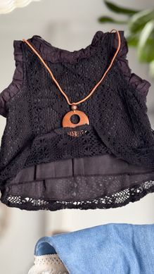 Костюм з джинсовими шортами та ажурним топом, 0342, 80 (86 см), Дівчинка, 32, 26, 26, 86 см, Бавовна, джинс