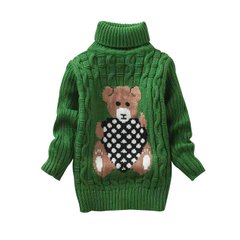 Акриловий светр Ведмідь із серцем, зелений