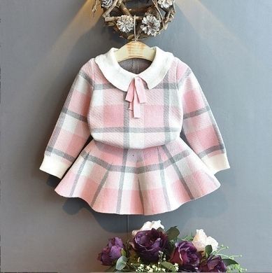 Вязаный костюм с юбкой для девочки, 0155, 100 (86 см), Девочка, 36, 29, 86 см, 24, Хлопок 95%, Замер рукава - от ворота