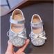 Блискучі туфлі для дівчинки, сріблясті_2074, 21, Стрази, Эко-кожа, Дівчинка, 13, Стопа має бути менша за устілку на -1 см!