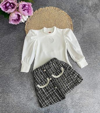 Костюм для девочки (блуза + юбка из твида), 0270, 90 (92 см), Девочка, 31, 26, 34, 92 см, 28, Трикотаж, твид, Замер рукава - от ворота