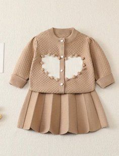 Вязаный костюм с юбкой для девочки Сердце, 0696, 130 (110 см), Девочка, 42, 33, 37, 110 см, 30, Хлопок