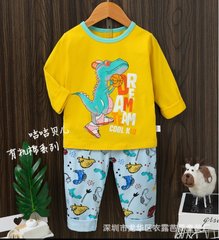 Піжама для хлопчика Динозавр, жовта, 90, Хлопчик, 37, 30, 47, 86 см, Трикотаж, З довгими рукавами