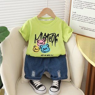 Летний костюм с джинсовыми шортами, 12377, 80 (80 см), Мальчик, 34, 28, 26, 80 см, Хлопок, джинс