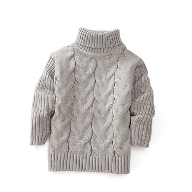 Акриловый свитер Косичка, серый