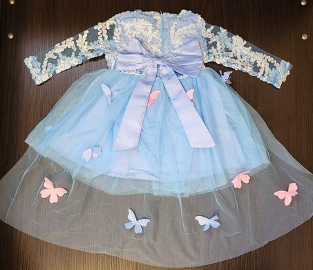 Гарна сукня зі шлейфом Метелики, 80, Дівчинка, 50, 26, 27, 86 см, Атлас, фатин, Бавовна