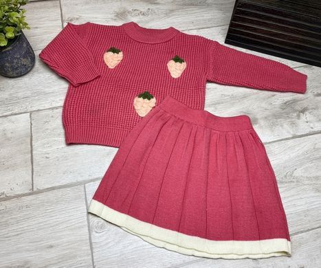 В'язаний костюм зі спідницею для дівчинки, 0289, 90 (92 см), Дівчинка, 35, 31, 39, 92 см, 30, Бавовна 95%, Замір рукава - від ворота