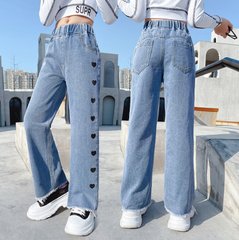Широкие джинсы для девочки_3563, 110, Девочка, 64, 41, 110 см, Джинс