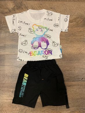 Літній костюм з шортами Bearon, білий, 90 (86 см), Хлопчик, 37, 30, 31, 34, 86 см, Бавовна 95%, Бавовна 95%