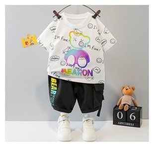 Літній костюм з шортами Bearon, білий, 90 (86 см), Хлопчик, 37, 30, 31, 34, 86 см, Бавовна 95%, Бавовна 95%