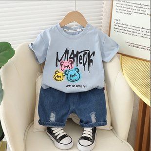 Летний костюм с джинсовыми шортами, 12262, 80 (80 см), Мальчик, 34, 28, 26, 80 см, Хлопок, джинс