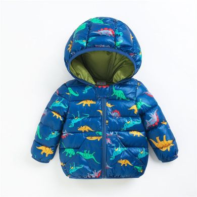 Куртка для мальчика Разноцветные динозавры, синяя, 73, Мальчик, 33, 30, 22, 26, 74 см, Полиэстер, Нейлон