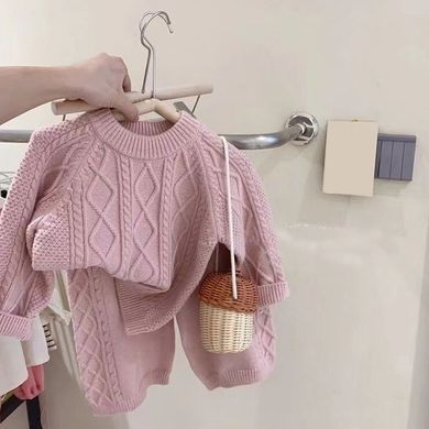Детский вязаный костюм с штанами, 0712, 100 (92 см), Девочка, 36, 30, 38, 52, 30, 92 см, Шерсть, Замер рукава - от ворота