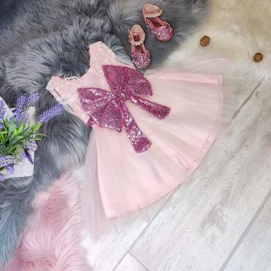 Святкова сукня для дівчинки Блискучий бант, рожева, 80, Дівчинка, 51, 24, 18, 80 см, Щоб сукня була настільки пишною, як на фото - необхідний додатковий під'юбник.