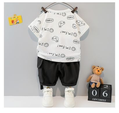 Літній костюм з шортами Bearon, білий, 90 (86 см), Хлопчик, 37, 30, 31, 34, 86 см, Бавовна 95%, Бавовна 95%