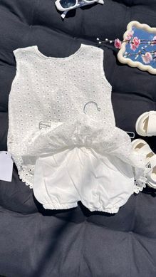 Білий ажурний комплект із шортами, 12354, 80 (80 см), Дівчинка, 36, 30, 20, 80 см, Бавовна