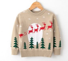 Дитячий новорічний светр, беж, 100, Хлопчик / Дівчинка, 37, 30, 32, 98 см, Акрил