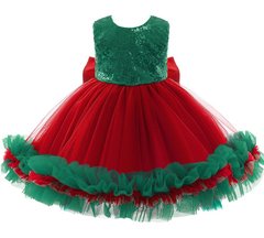 Новорічна сукня для дівчинки червоно-зелена, 90, Дівчинка, 55, 26, 86 см, Щоб сукня була настільки пишною, як на фото - необхідний додатковий під'юбник.