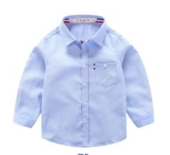 Голубая рубашка для мальчика, 150, Мальчик, 59, 41, 48, 134 см, Хлопок 95%, Хлопок 95%