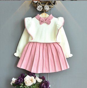 Вязаный костюм с юбкой для девочки, 0704, 90 (86 см), Девочка, 35, 36, 86 см, 26, Хлопок 95%, Замер рукава - от ворота