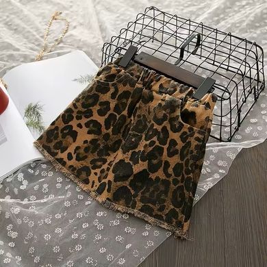 Костюм з леопардовою спідницею для дівчинки, 7 (80 см), Дівчинка, 33, 30, 33, 80 см, 23, Трикотаж; Джинс, Трикотаж; Джинс, Замір рукава - від ворота