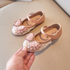 Блискучі туфлі з намистинками Бантик_2143, 22, Эко-кожа, Дівчинка, 14, Стопа має бути менша за устілку на -1 см!