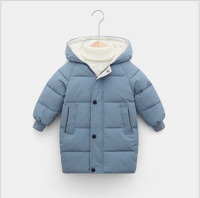 Детская куртка-пальто с капюшоном на 3-8 лет, голубая, 100, Мальчик / Девочка, 56, 39, 40, 98 см, Полиэстер, Нейлон, Замер рукава - от ворота