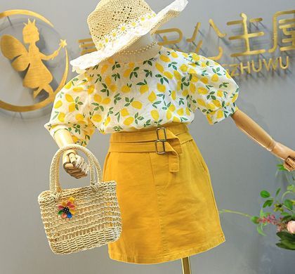 Літній костюм для дівчинки Лимони, 12204, 100 (98 см), Дівчинка, 38, 33, 98 см, 30, Котон