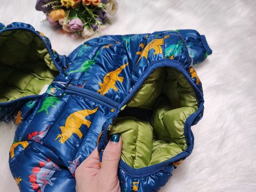 Куртка для мальчика Разноцветные динозавры, синяя, 90, Мальчик, 39, 33, 23, 30, 86 см, Полиэстер, Нейлон