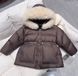 Тепла куртка з хутром на капюшоні коричнева, 0001, 110 (110 см), Дівчинка, 45, 40, 45, 110 см, Поліестер, Нейлон, Замір рукава - від ворота