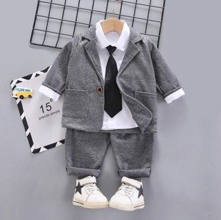 Костюм с пиджаком и галстуком для мальчика, 0612, 80 (80 см), Мальчик, 35, 28, 33, 44, 24, 80 см, Трикотаж, Замер рукава - от ворота