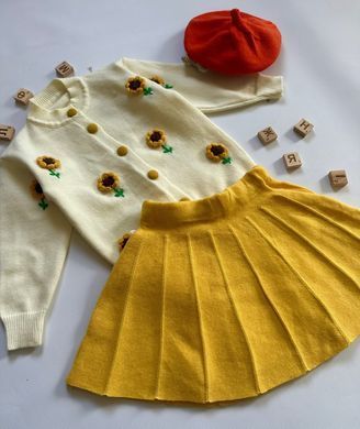 В'язаний костюм зі спідницею для дівчинки, 0223, 100 (86 см), Дівчинка, 37, 35, 86 см, 25, Бавовна 95%, Замір рукава - від ворота