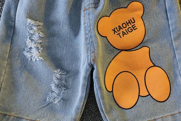Літній костюм для хлопчика (футболка + джинсові шорти) 12188, 80 (80 см), Хлопчик, 33, 28, 30, 30, 80 см, Трикотаж, джинс