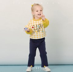 Стильний костюм для дівчинки на 3-6 років (світшот + штани) Baby жовтий, 100, Дівчинка, 37, 32, 38, 27, 55, 32, 27, 98 см, Бавовна