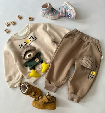 Теплый костюм для детей трикотаж на плюше, 0023, 120 (104 см), Мальчик / Девочка, 45, 41, 44, 59, 36, 104 см, Трикотаж, Плюш, Замер рукава - от ворота