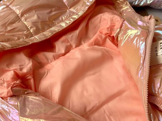 Дутая блестящая куртка Fashion, нежно розовая, 100, Девочка, 41, 38, 40, 98 см, Полиэстер, Нейлон, Замер рукава - от ворота