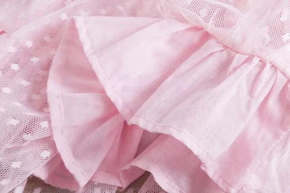 Розовое платье из фатина на девочку 3-7 лет, 100, Девочка, 58, 28, 35, 98 см, Фатин, Хлопок