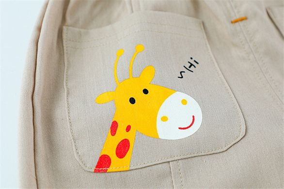 Літній костюм з шортами Жираф, жовтий, 80, Хлопчик, 35, 30, 30, 31, 80 см, Бавовна 95%, Бавовна 95%